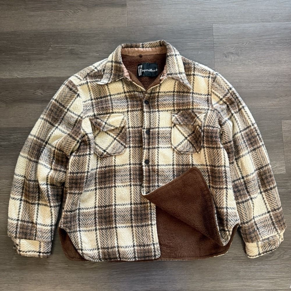 VTG 60s 70s Heavy CPO Plaid Flannel Shacket Large Jacket